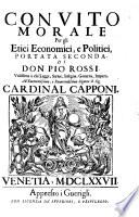 Conuito morale per gli etici, economici, e politici di don Pio Rossi, portata prima (-seconda)