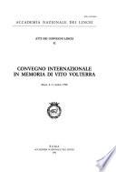 Convegno internazionale in memoria di Vito Volterra