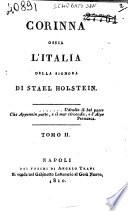 Corinna ossia L'Italia della signora di Stael Holstein. Tomo 1. [-6.]