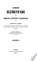 Corso elementare di diritto naturale o razionale ... Seconda edizione compendiata e migliorata dall'autore