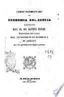 Corso elementare di economia domestica esposto dall'ab. Battista Ristori maestro di casa ..
