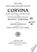 Corvina rivista di scienze, lettere ed arti della Società ungherese-italiana Mattia Corvino