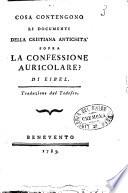 Cosa contengono li documenti della cristiana antichita sopra la confessione auricolare? Di Eibel