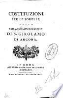 Costituzioni per le sorelle della ven. archiconfraternita di S. Girolamo di Ancona