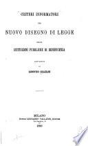 Criteri informatori del nuovo disegno di legge sulle istituzioni pubbliche di beneficenza