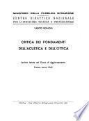 Critica dei fondamenti dell'acustica e dell'ottica