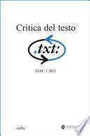 Critica del testo (2015) Vol. 18/1