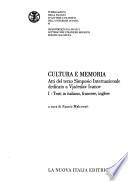 Cultura e memoria: Testi in italiano, francese, inglese