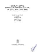 Cultura Stato e Mezzogiorno nel pensiero di Pasquale Saraceno