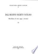 Dall'Archivio segreto vaticano