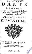 Dante, con una breve dichiarazione del senso letterale [by P. Venturi, ed. by G.B. Placidi