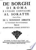 De Borghi di Roma ... con la vita di S. Nonnoso ... Discorso