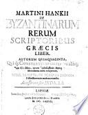 De byzantinarum rerum scriptoribus graecis liber