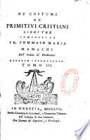 De' costumi de' primitivi cristiani