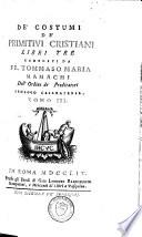 De' costumi de' primiviti cristiani