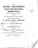 De ingenio philosophico Sallusti historici dissertatio. Quam moderante certamen viro celeberrimo m. Ioanne Christ. Brieglebio ... a. d. 2. Octobris 1779 ... publice defendere studebit auctor Ioannes Petrus Sartorius Coburgensis