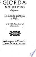 De la causa, principio et Uno (etc.)