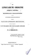 De linguarum origine atque natura