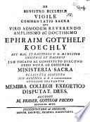 De ministro ecclesiae vigile commentatio sacra