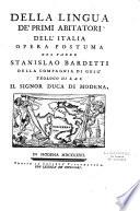 De primi abitatori dell'Italia Opera postuma del padre Stanislao Bardetti,...