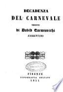 Decadenza del carnevale terzine di David Carnesecchi fiorentino