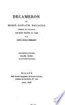 Decameron di messer Giovanni Boccaccio corretto ed illustrato con note tratte da varj dal dott. Giulio Ferrario