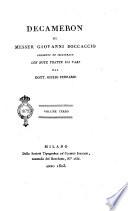 Decameron do Messer Giovanni Boccaccio Corretto ed Illustrato con Note Tratte da Vari dal Dott. Giulio Ferrario