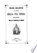 Decima relazione sui progressi della Pia opera pel riscatto delle fanciulle more