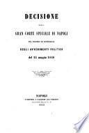 Decisione della Gran Corte speciale di Napoli nel giudizio in contumacia degli avvenimenti politici del 15 maggio 1848