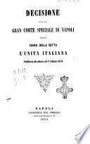 Decisione della Gran corte speciale di Napoli nella causa degli avvenimenti politici del 15 maggio 1848