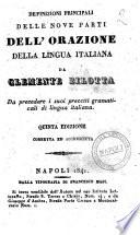 Definizioni principali delle nove parti dell'orazione della lingua italiana