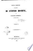 Degli errori filosofici di Antonio Rosmini per Vincenzo Gioberti