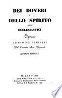 Dei doveri e dello spirito degli ecclesiastici. 2. Ed