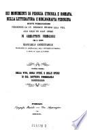 Dei Monumenti di Perugia Etrusca e Romana,della letteratura e bibliografia perugina
