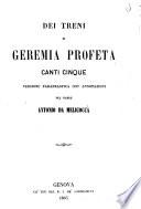 Dei treni di Geremia profeta canti cinque versione parafrasata con annotazioni