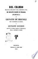 Del crambo malattia che quest'anno corruppe l'uva in molte parti d'Italia di Giovanni De' Brignoli prof. di botanica ed agraria e Giovanni Giorgini sostituto di chimica organica e farmacologia nella R. Università di Modena