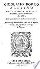 Del Flvsso, E Reflvsso Del Mare, et dell'inondatione Del Nilo