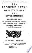 Del leggere libri di metafisica e di divertimento (etc.)