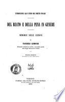 Del reato e della pena in genere introduzione allo studio del diritto penale Tancredi Canonico