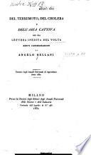 Del terremoto, del cholera e dell'aria cattiva con una lettera inedita del Volta