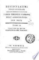 Dell'agricoltura con note. Tomo 1. \-4.] Marco Terenzio Varrone