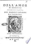 Dell'amor di Marfisa tredici canti del Danese Cataneo da Carrara