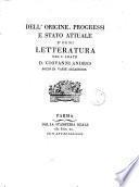 *Dell'origine, de' progressi e dello stato attuale d'ogni letteratura