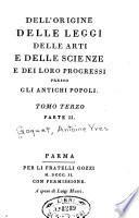 Dell'origine delle leggi, delle arti, e delle scienze e dei loro progressi presso gli antichi popoli