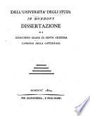Dell'università degli studi in Mondovì dissertazione di Gioachino Grassi di Santa Cristina canonico della cattedrale