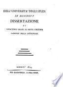 Dell'Università Degli Studi In Mondovì Dissertazione