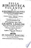 Della biblioteca volante di Giovanni Cinelli. Scanzia prima [-23.]