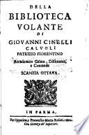 Della biblioteca volante di Giovanni Cinelli. Scanzia prima [-23.]