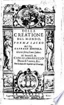 Della creatione del mondo poema sacro. Giorini 7 canti sedici
