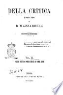 Della critica, libri tre di B. Mazzarella